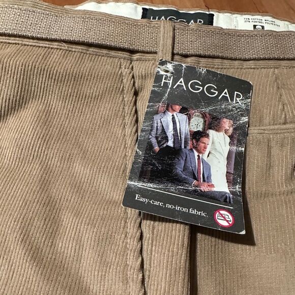 Haggar Presstige NWT Tan Khaki, Pleated Front, Corduroy Pants w38 - Picture 3 of 11